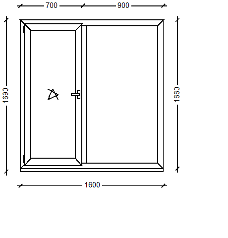 IVAPER GRAU 62: Окно, Ivaper 62 мм (В), Vorne, 1660х1600, Белый, Белый